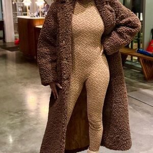 SKIMS X Fendi Chocolate Logo Long Sleeve Jumpsuit